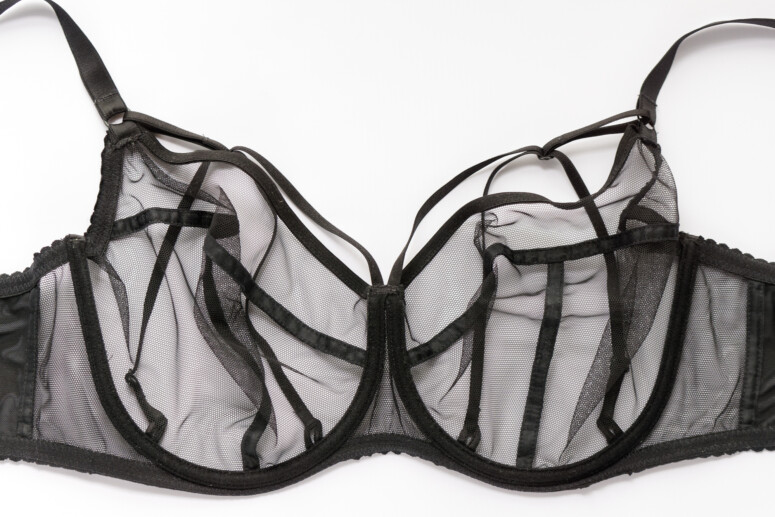 Biustonosz SMN Fetysz Czarny Ewa Michalak - rozłożony na płasko, od wewnątrz